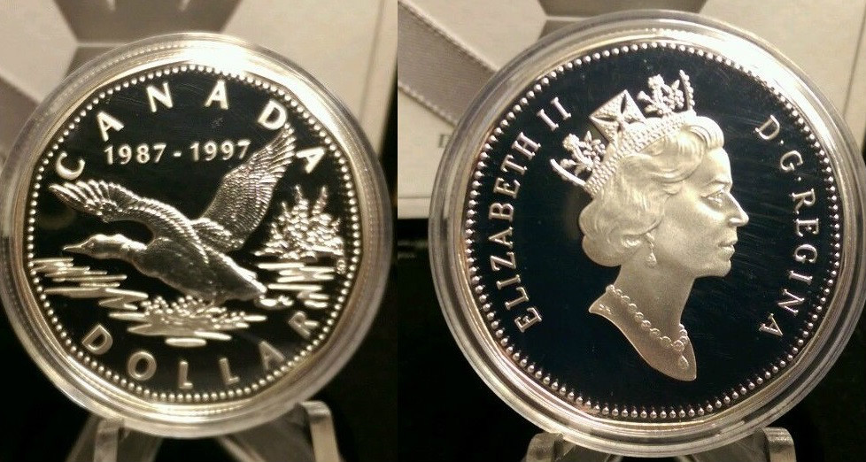 1997 Canada Large Silver Proof $1-Flying Loon -Nice Box