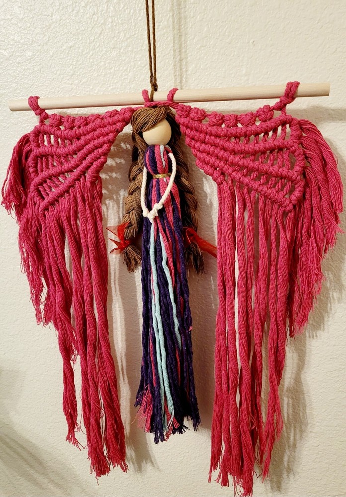 Macrame Handmade Wall Hanging Decor Crocheted Angel Doll Made From Cotton Thread