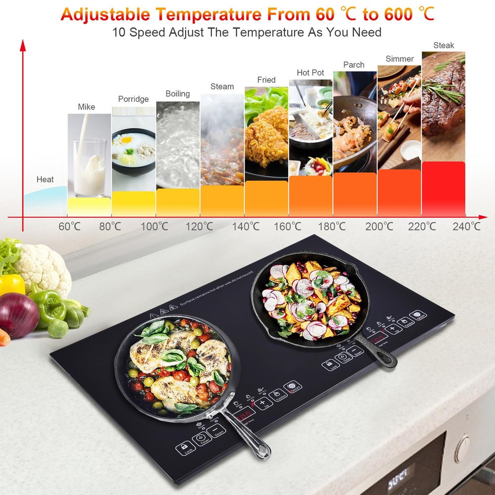 Electric Ceramic Cooker 2 Burner Cooktop 2000W+2000W Touch Control Cooktop---