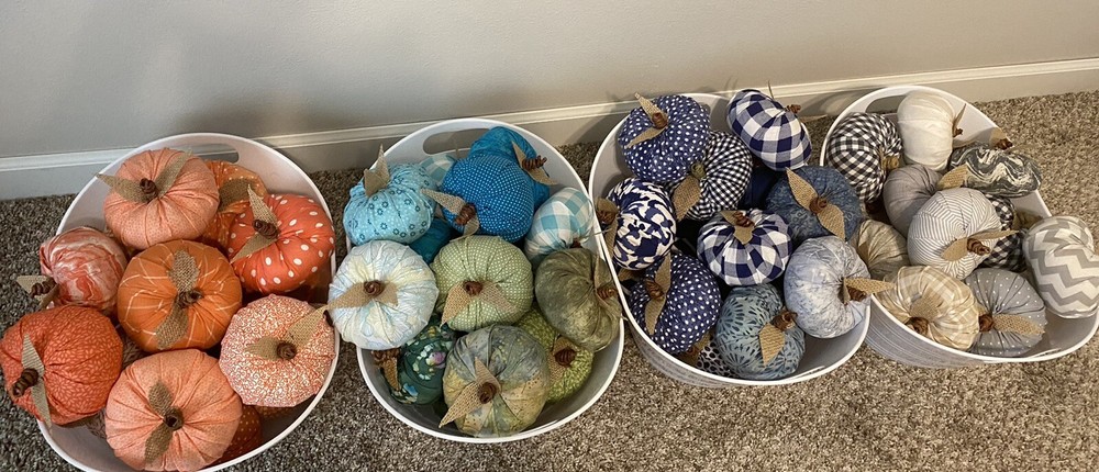 Custom Cloth Pumpkins in coastal colors