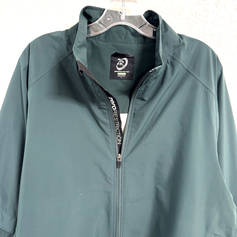 Zero Restriction Tour Series Golf Jacket Mens L Green Windbreaker Zip Pullover