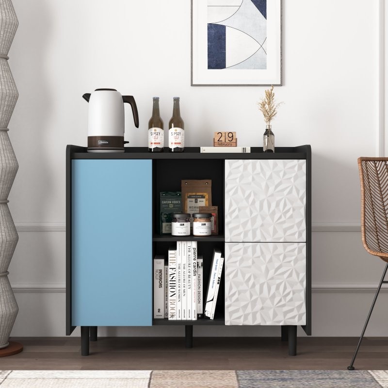 Sideboard Buffet Kitchen Storage Cabinet Console Table with 2 Doors,2 Drawers US