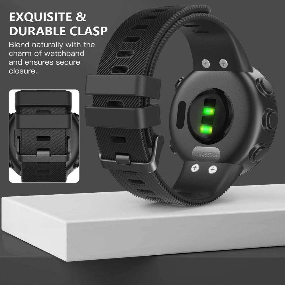 Replacement Silicone Strap for Garmin Forerunner 45 - Soft & Easy to Install