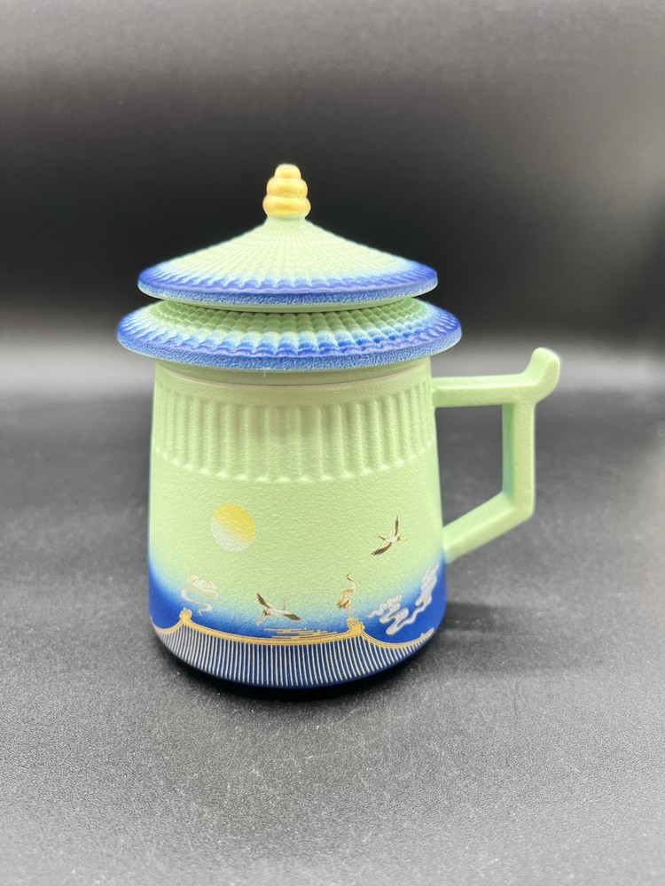 Ceramic Tea Cup With Tea Infuser, Lid, New