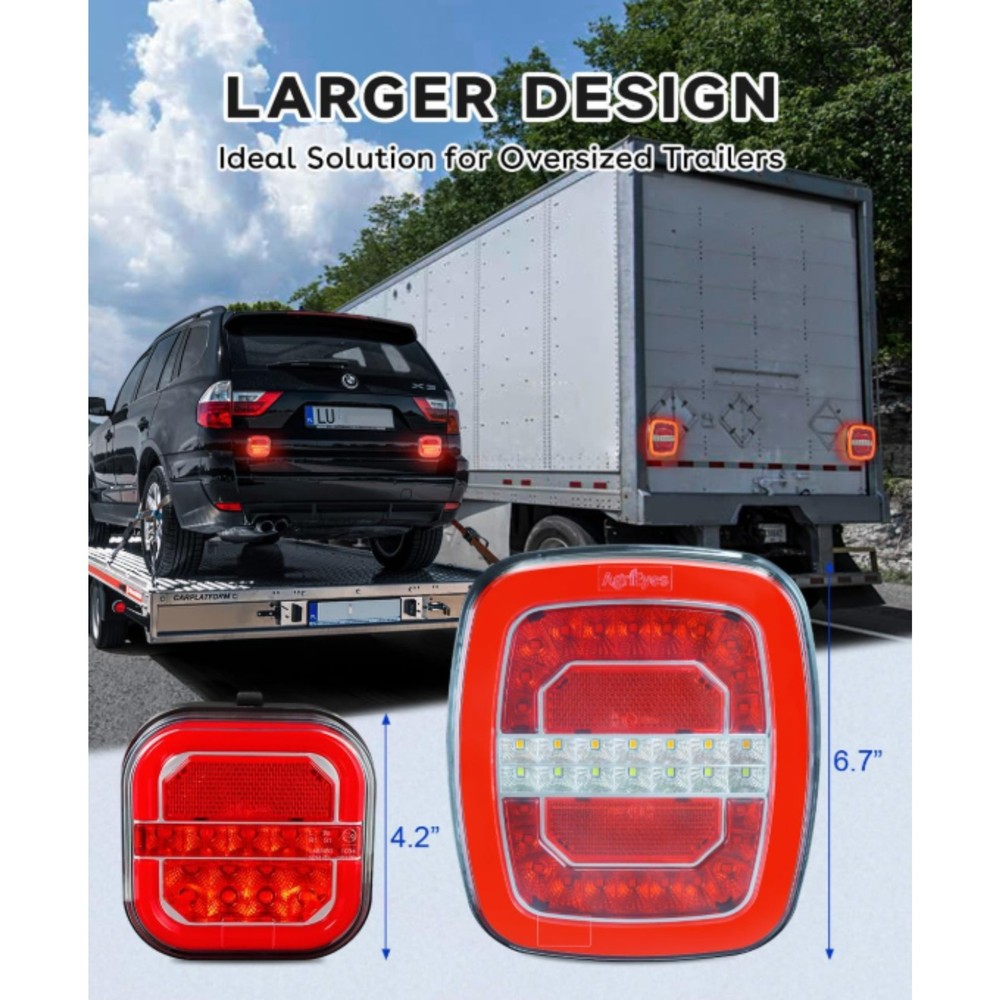 Wireless Magnetic Trailer Light Kit Rechargeable LED Waterproof Red