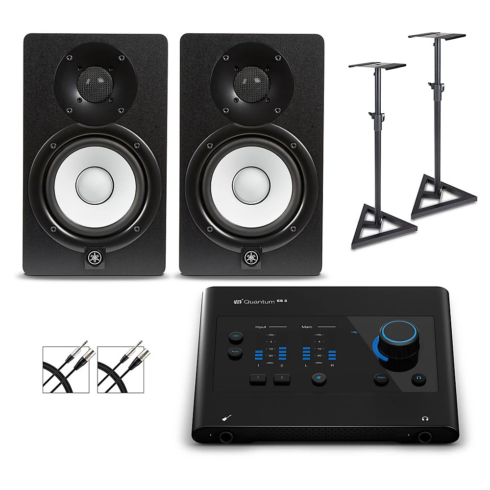 PreSonus Quantum ES2 Audio Interface w/Yamaha Studio Monitors/Cables/Stands HS5