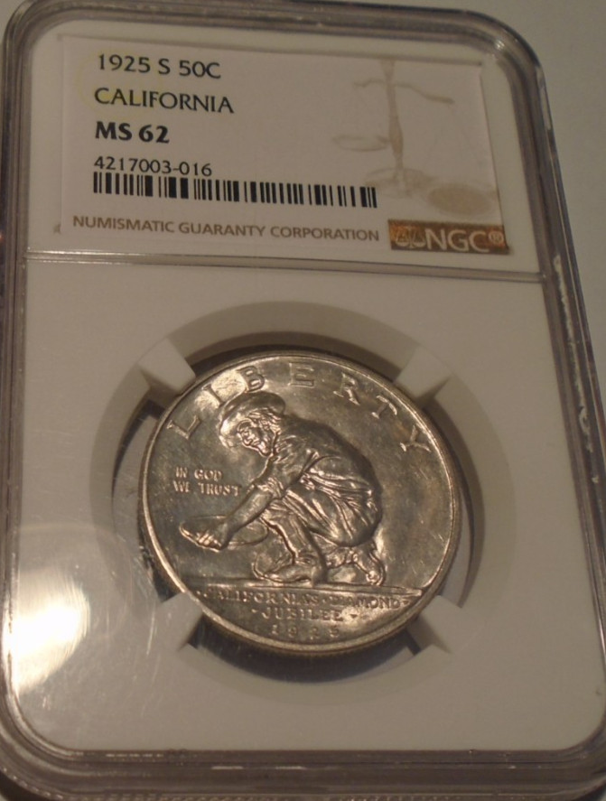 1925-S  CALIFORNIA NGC MS 62  DIAMOND JUBILEE SILVER HALF DOLLAR