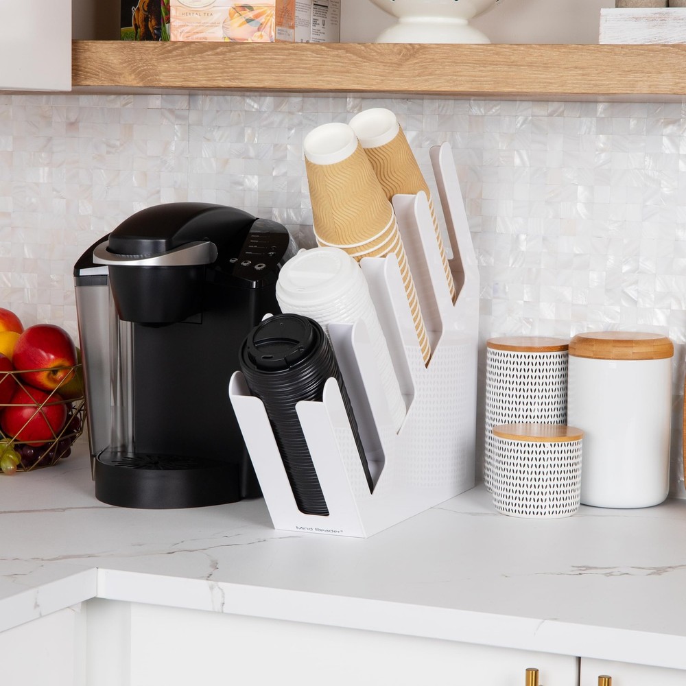 Mind Reader Cup & Lid Dispenser, Countertop Organizer for Coffee Bar, Kitchen