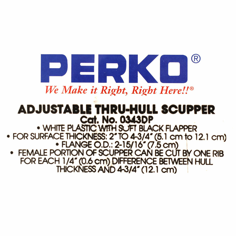 Perko Boat Thru Hull Scupper 0343DP | Adjustable 1 7/8 Inch White