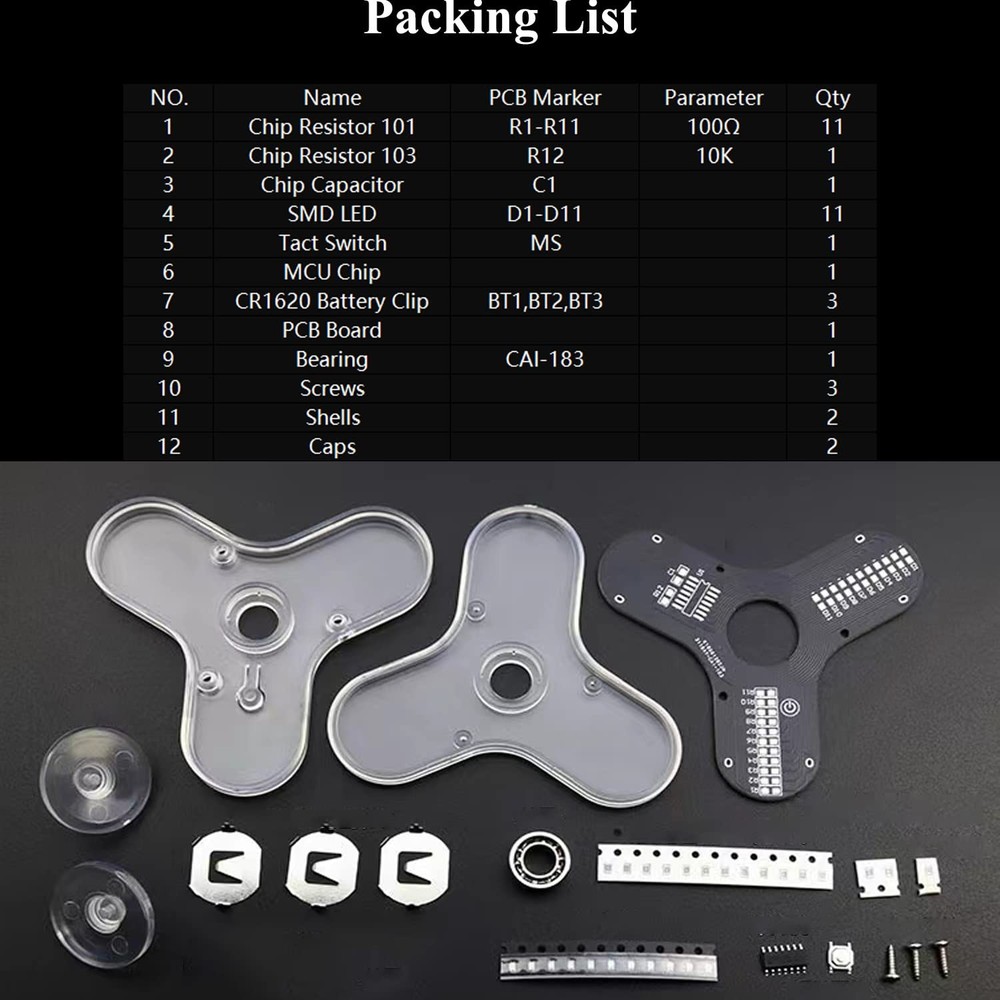 Soldering Practice Kit 3 Leaves LED Rotating Gyroscope DIY Project Electronics**
