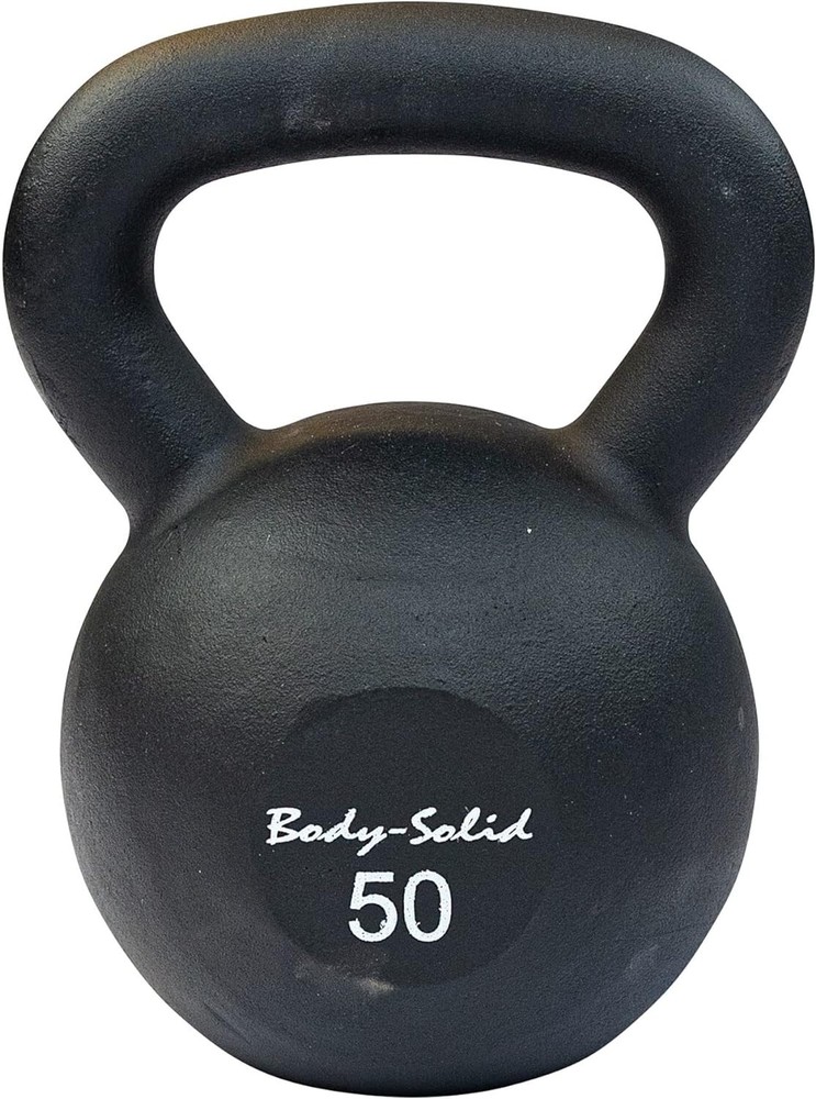 Body-Solid Matte Black Powder Coat Kettlebell with Kettle Grip Handle, 50lb