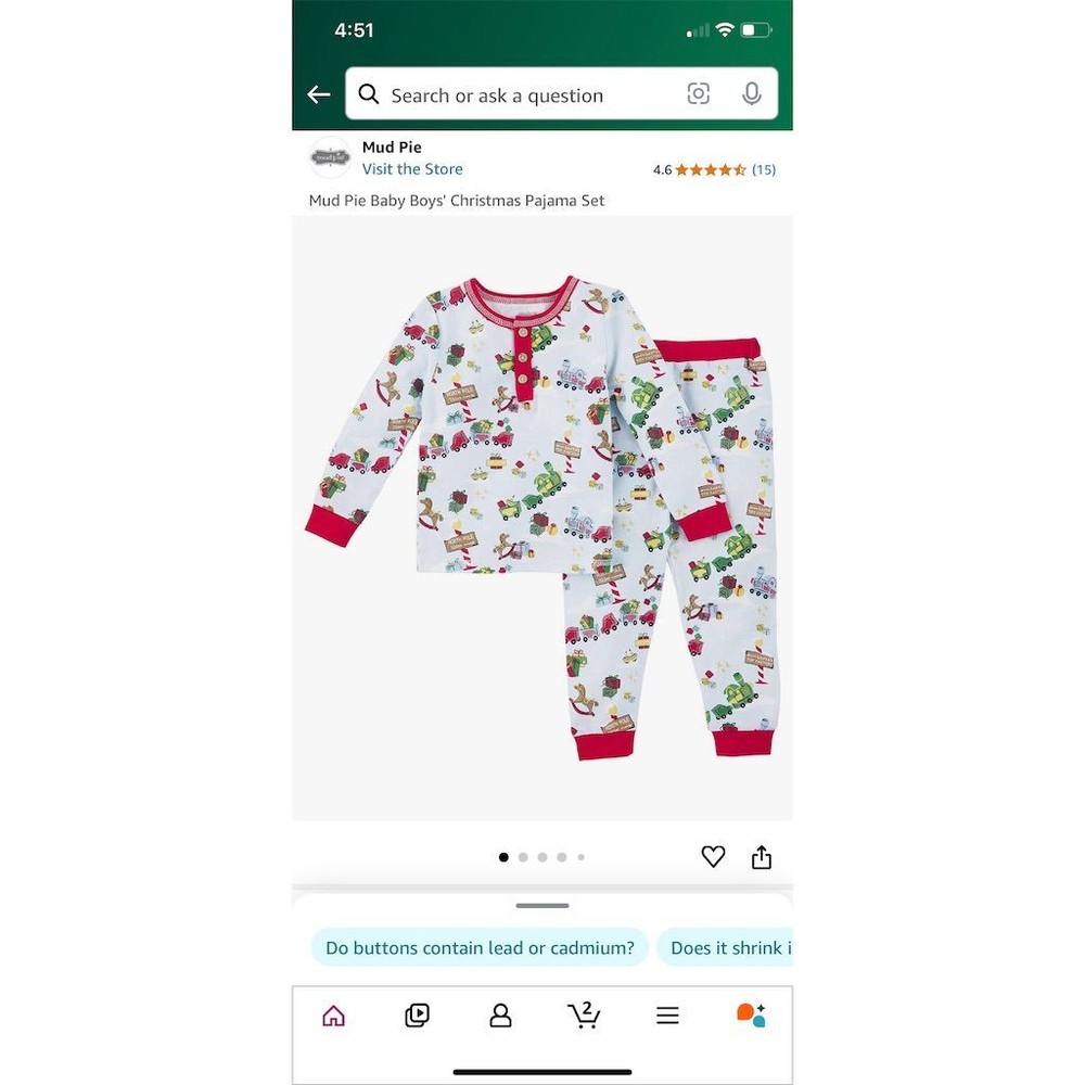 Mud Pie Boys' Christmas Pajama Set Size 3T Multicolor