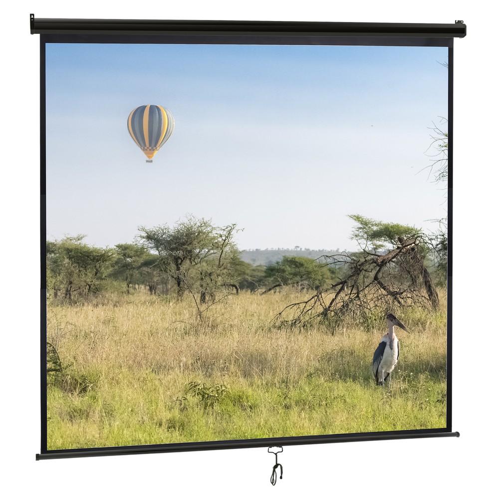 Manual Pull Down Projector Screen 84" X 84" Format HD Home Theater Black