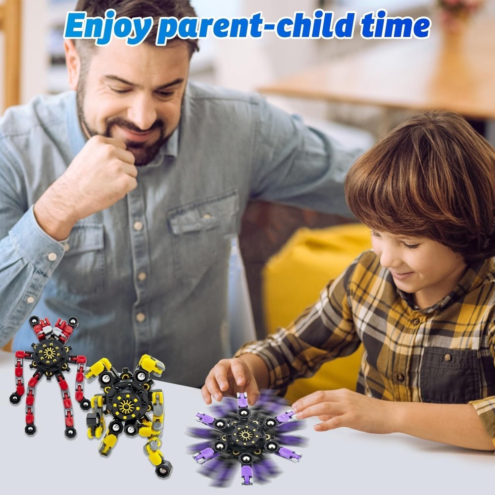 Transformable Fidget Spinners,9Pcs Funny Sensory Fidget Toys Deformable Chain-