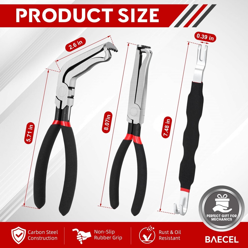 baecel 3 Pack Electrical Disconnect Pliers, Improved Standard, Black 3 Pcs
