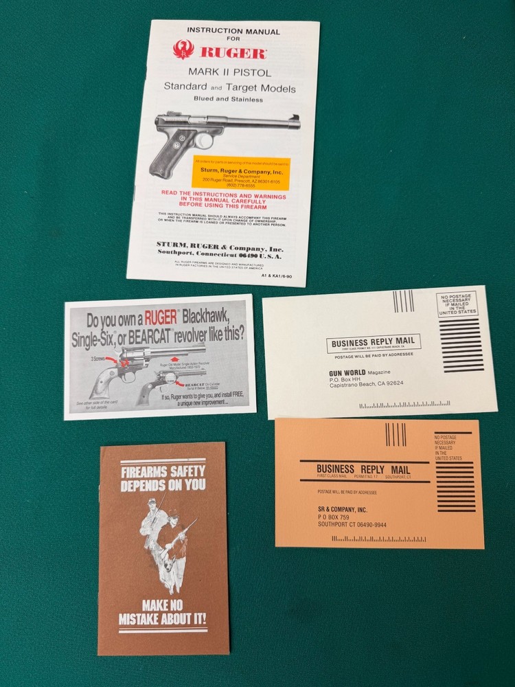 Ruger Mark II Gray Plastic Box W/ Manual, Mag-Loading tool, & Ruger Padlock