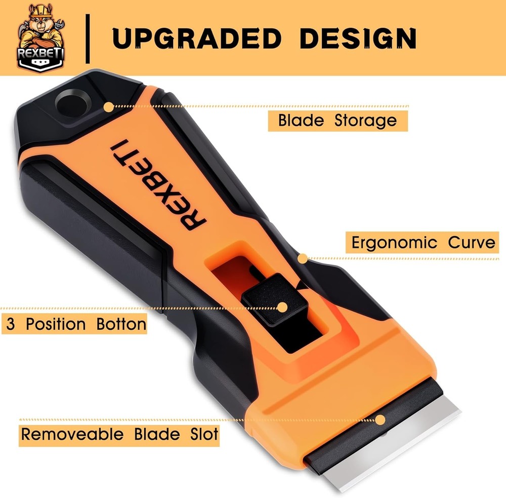 Razor Blade Scraper Tool, 1 Pack Razor Scraper with Extra 157Pcs Razor Blades