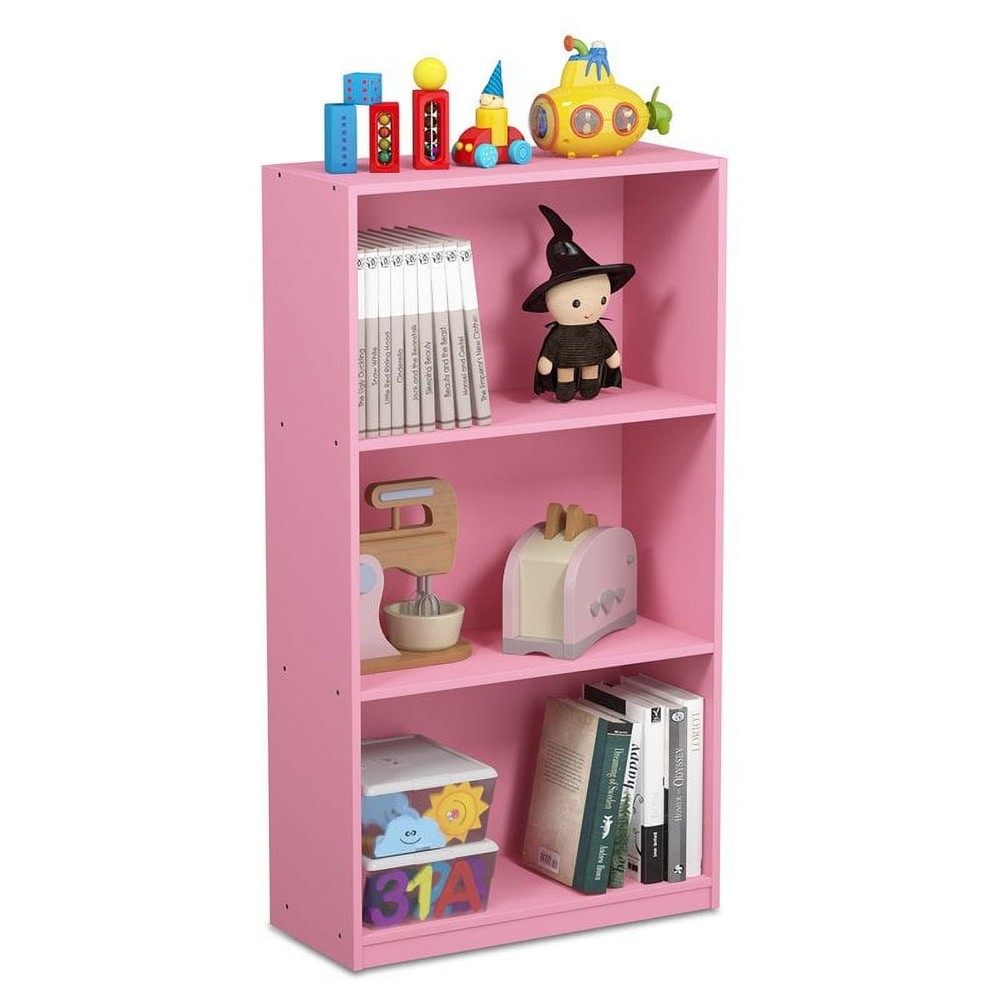 Basic 3-Tier Bookcase Storage Shelves French Oak Grey/Black