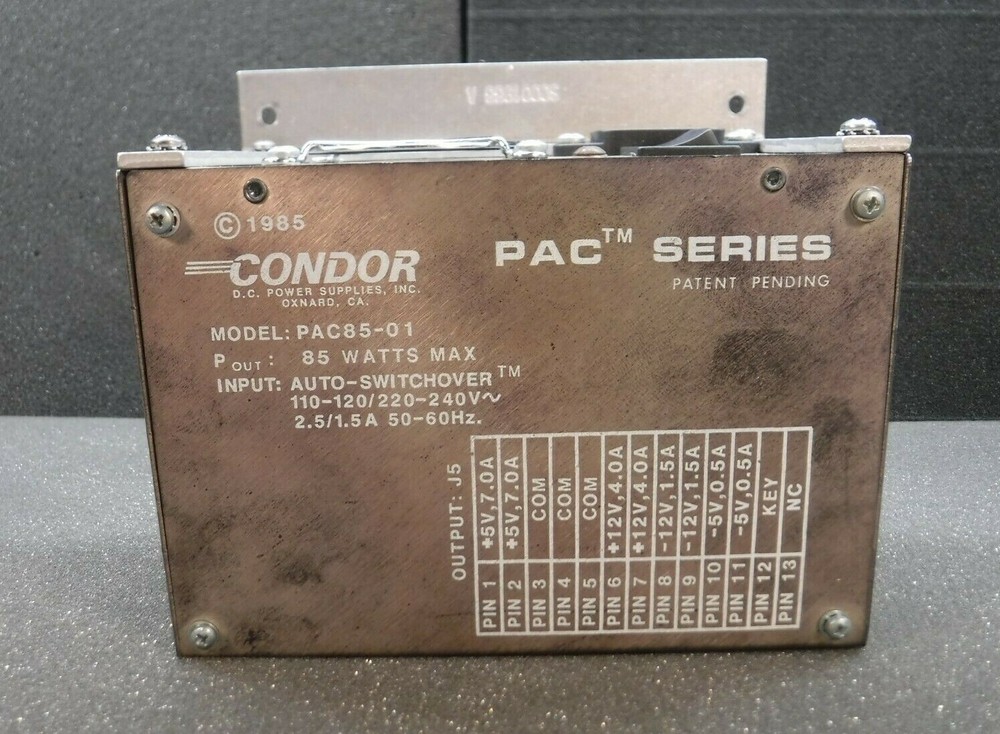 Condor, PAC85-01, DC Power Supply, 85 Watts Max, +/- 5 VDC & +/- 12 VDC