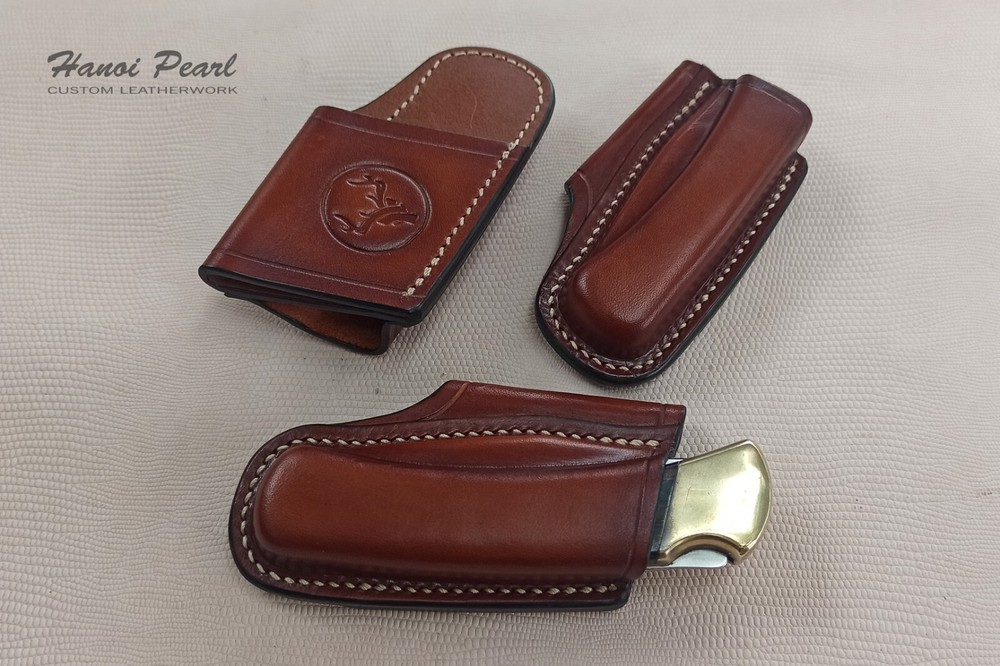 Buck 110 Custom Sheath | Strongside Horizontal Carry Leather Sheath