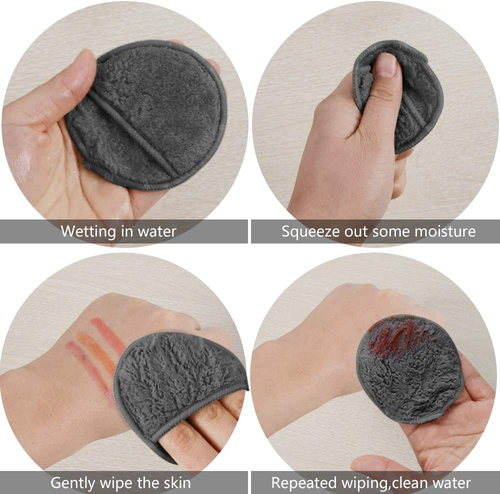 Reusable Makeup Remover Pads for Face,Eye,Lips 16 Pack Microfiber