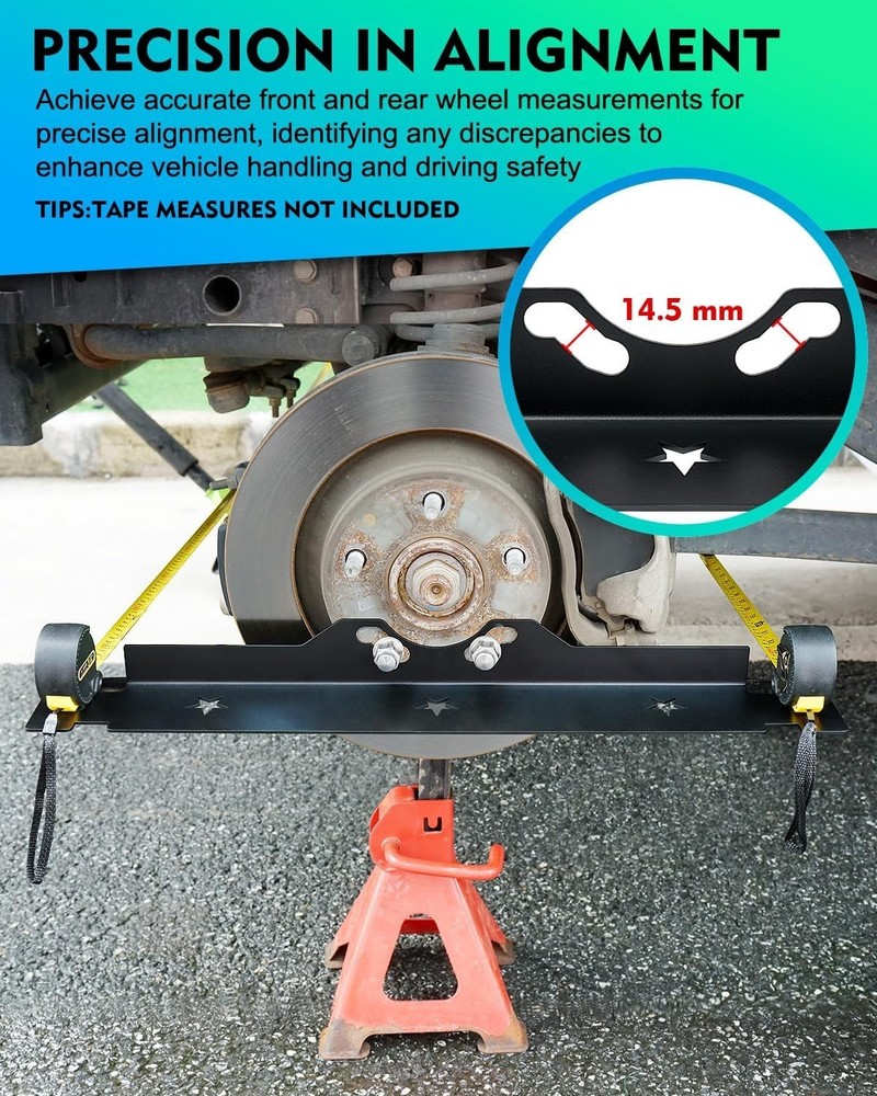Compact Black Wheel Alignment Tool - Heavy Duty Stainless Steel for Precision