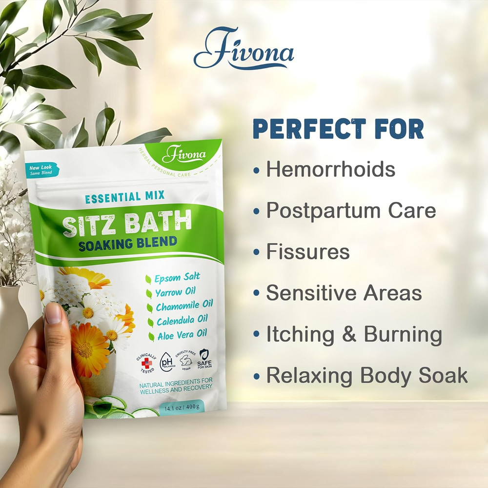 Sitz Bath Salt Epsom Soak Postpartum Care Essential Oils 14.1 oz
