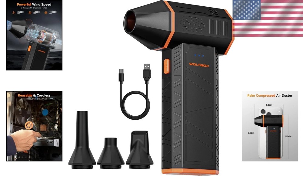 Compact and Portable MF50 Air Duster with 3 Adjustable Speeds - Fast Charging