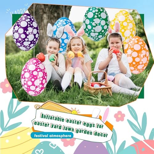 6 Pack 16 Inch Inflatable Easter Eggs Easter Blow up Egg Decor Hanging