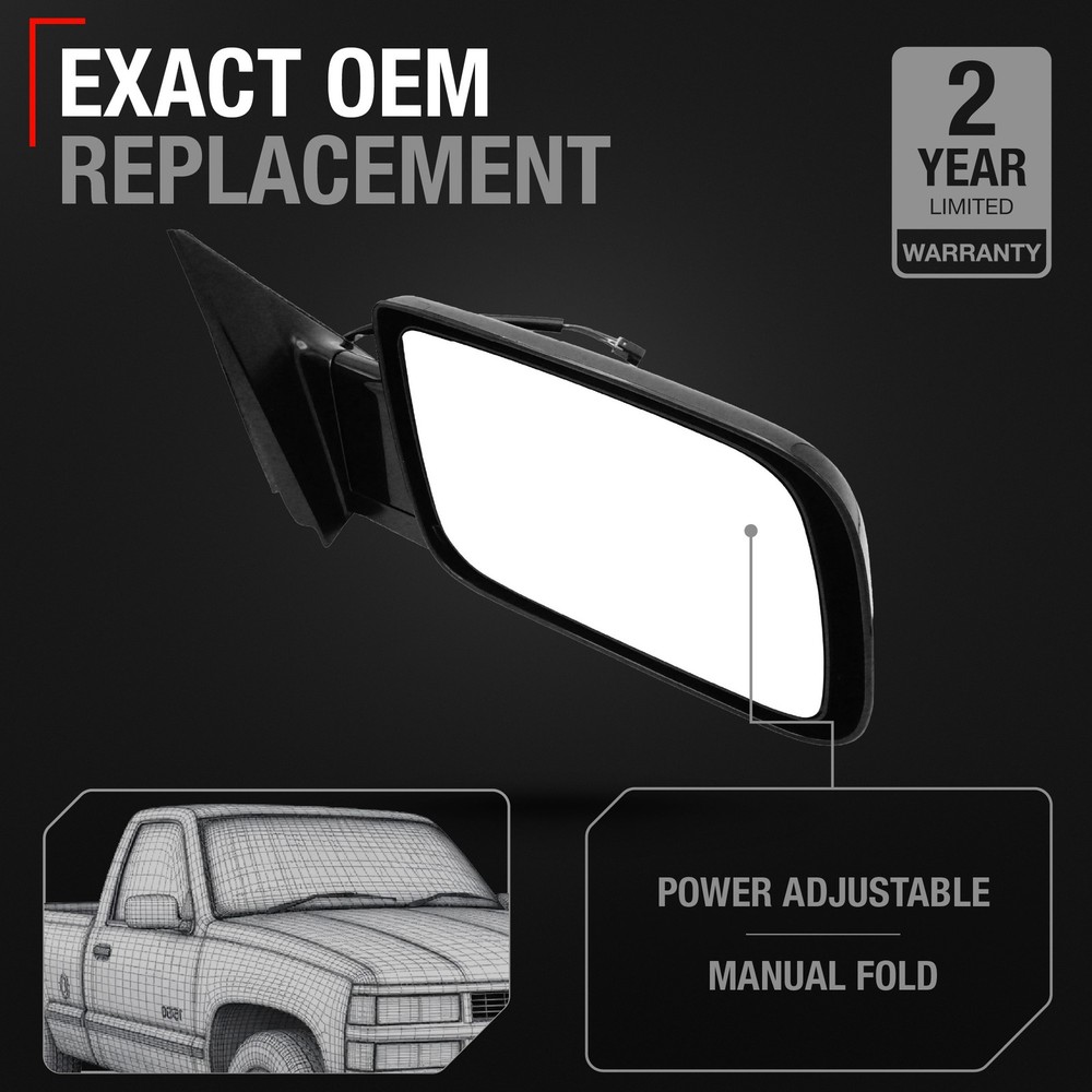 Passenger Side View Mirror - Compatible with 1988-2000 Chevy/GMC C/K Silverad...