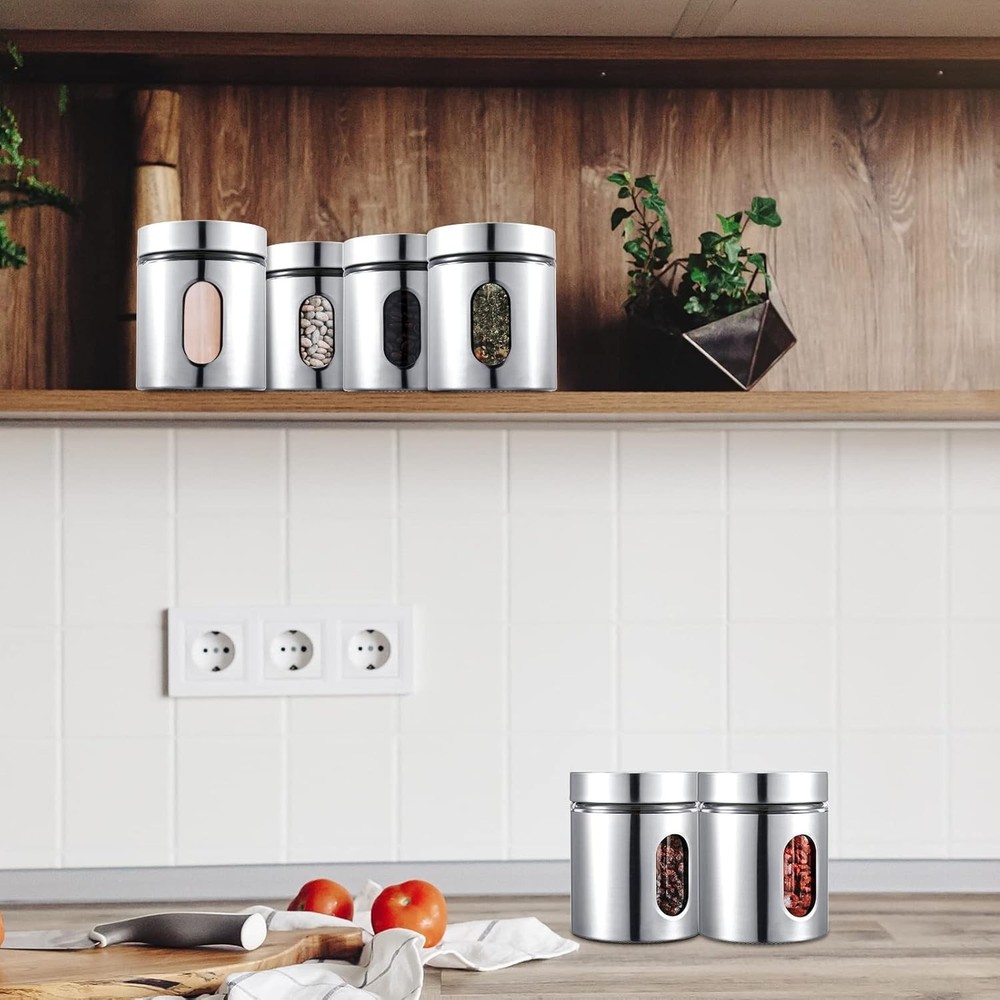 Durable 6 Pack Canister Set with Transparent Windows - 20 oz Storage Solution
