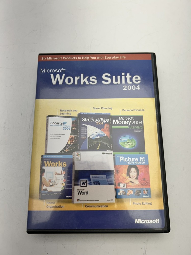 Microsoft Works Suite 2004 PC Software 5 disc and Key