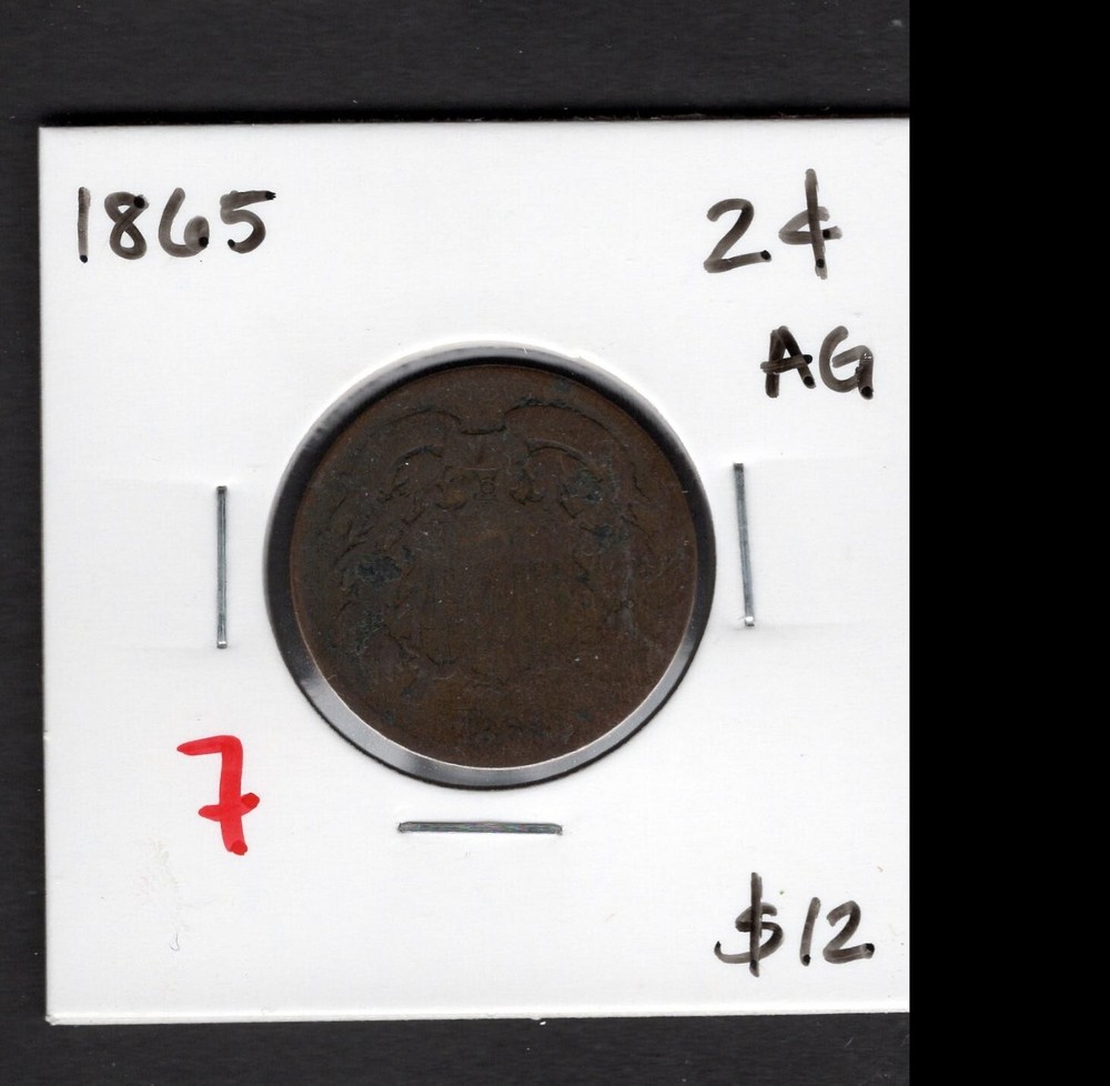 1865- Two Cent Piece- AG