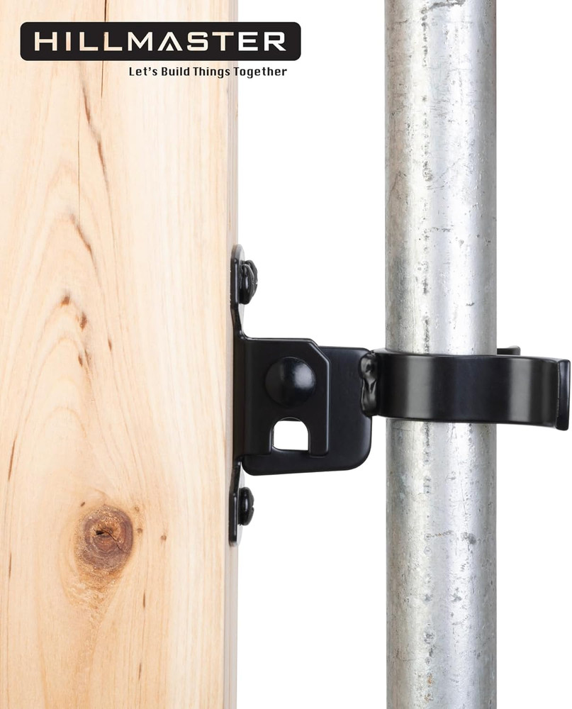 1-3/8" Flat Back Wall Mount Chain Link Fork Latch, Black Gate Fork Latch with Pa