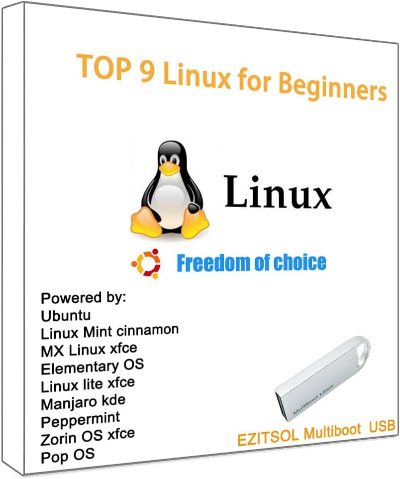 32GB 9-In-1 Linux Bootable USB for Ubuntu,Linux Mint,Mx Linux,Zorin Os,Linux Lit