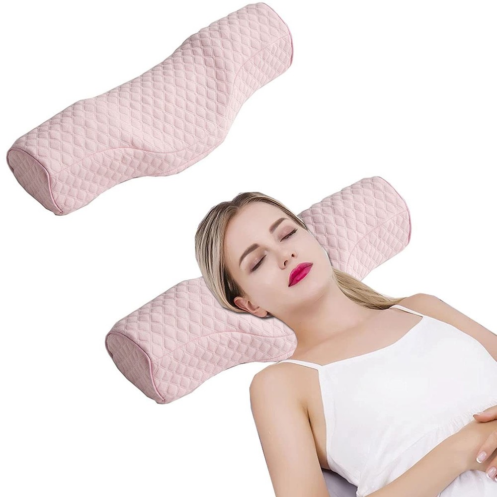 S-SNAIL-OO Cervical Neck Pillow for Sleeping, Memory Foam Roll Pink
