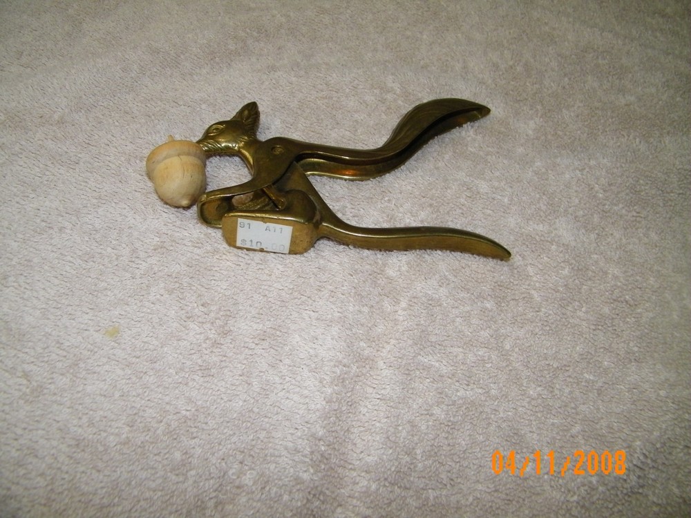 Brass Squirrel Nut Cracker with nut
