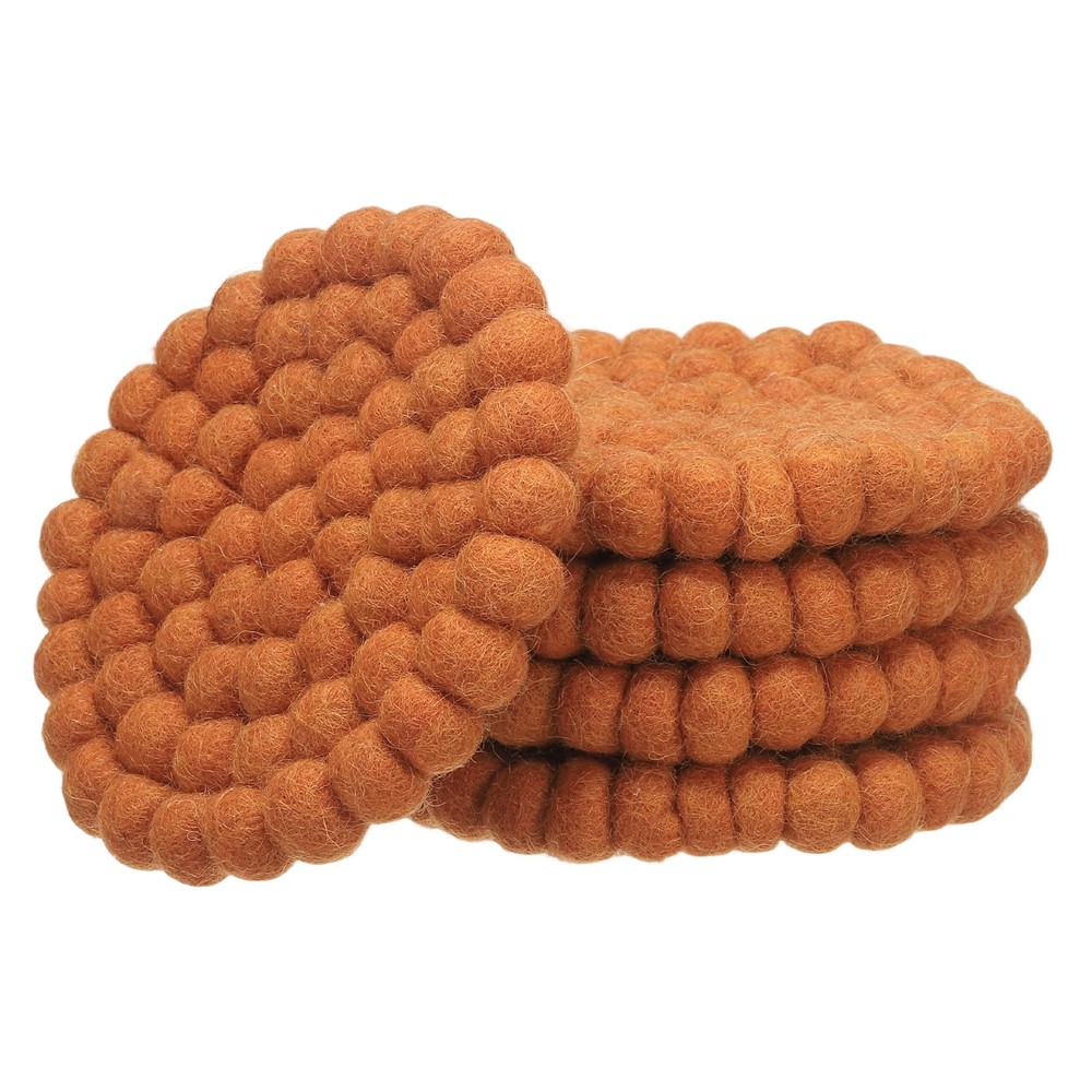Felt Coasters, Set of 5, Orange