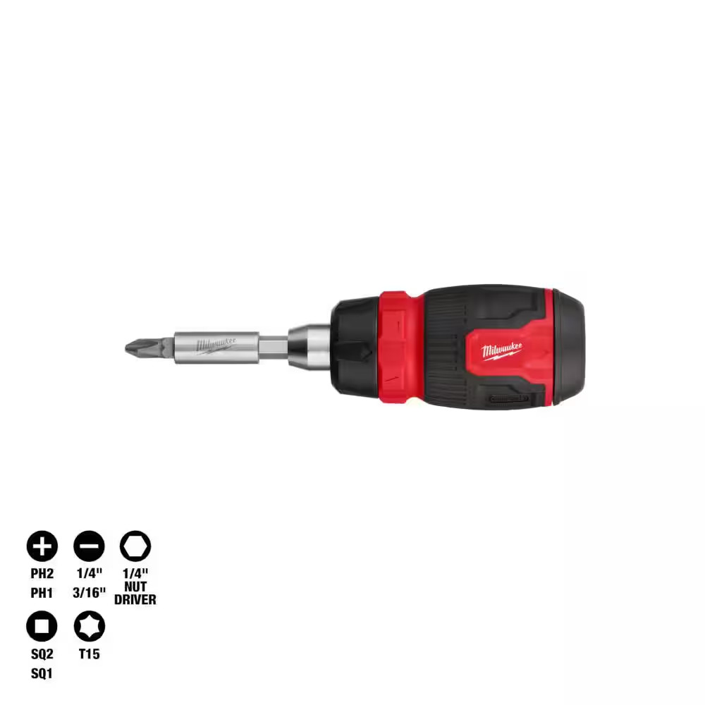 8-In-1 Ratcheting Compact Multi-Bit Screwdriver