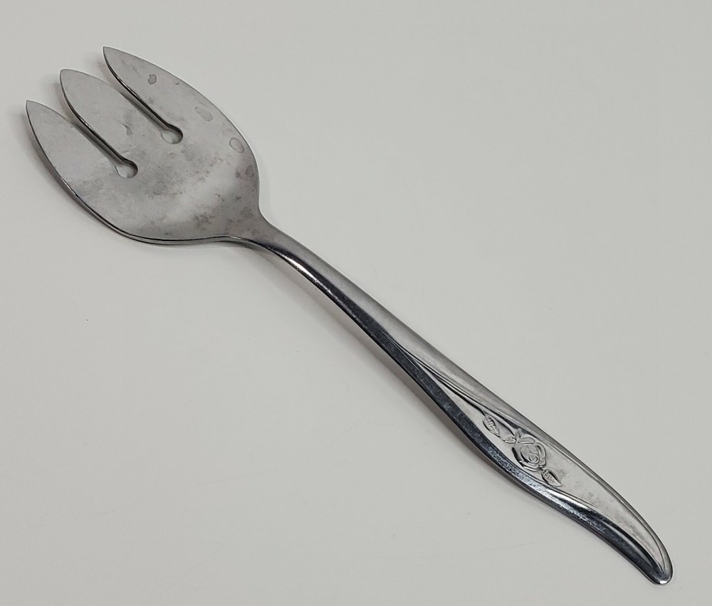 Utica Serving Fork Rose Handle Stainless USA 7.88” Total Length