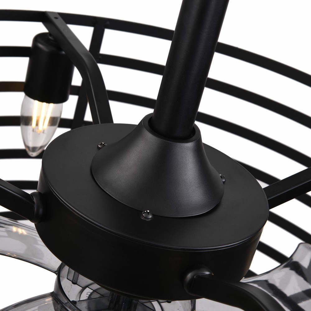 20" Rustic Caged Bladeless Ceiling Fan with Light Remote Control Flush Mount Fan