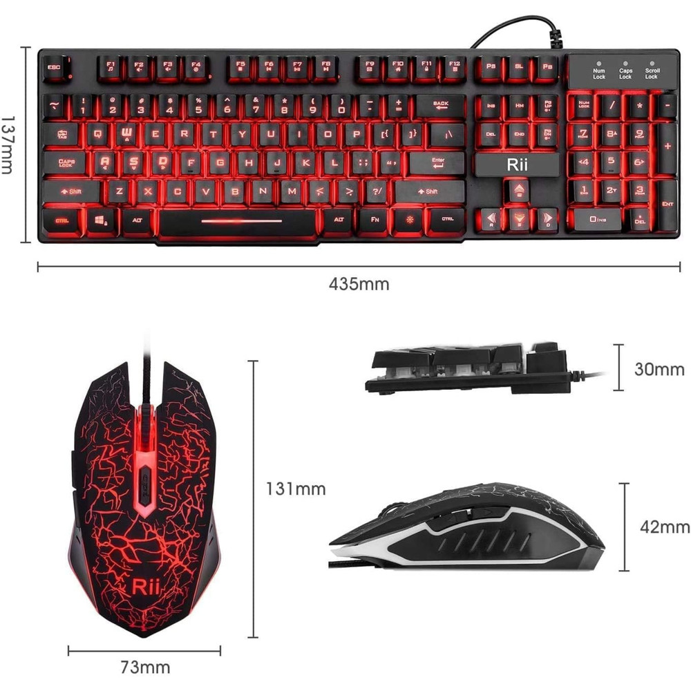 Computer Desktop Gaming Keyboard and Mouse Mechanical Feel LED Light Backlit
