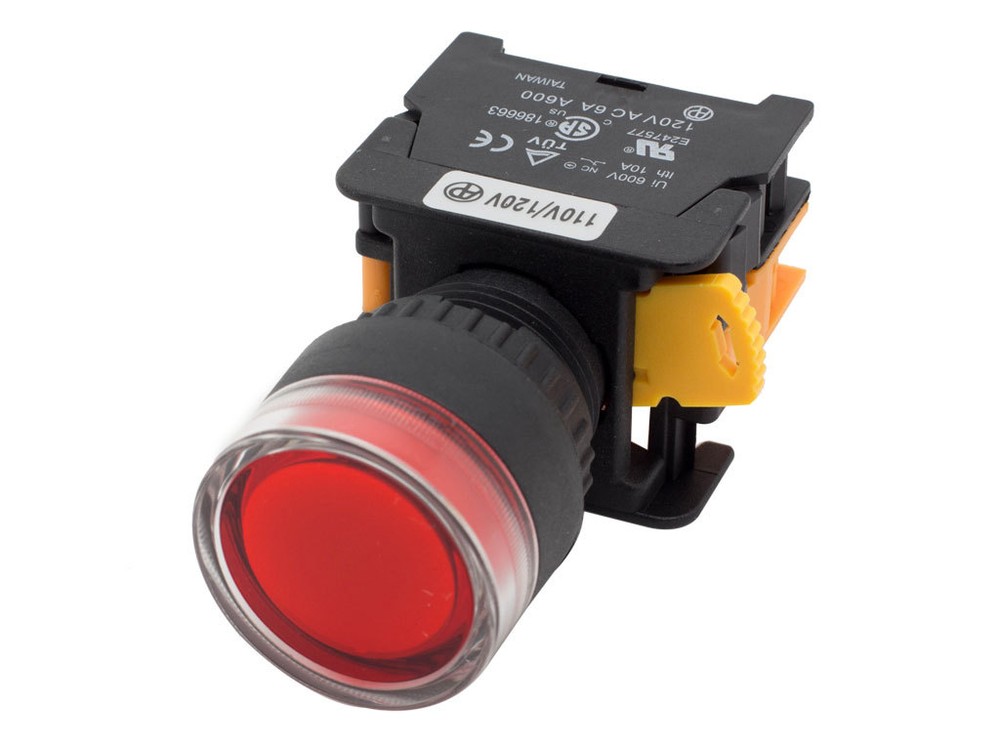 LXG22 ATI Red 22mm Push Button Momentary Switch Illuminated 120V LED 1NC