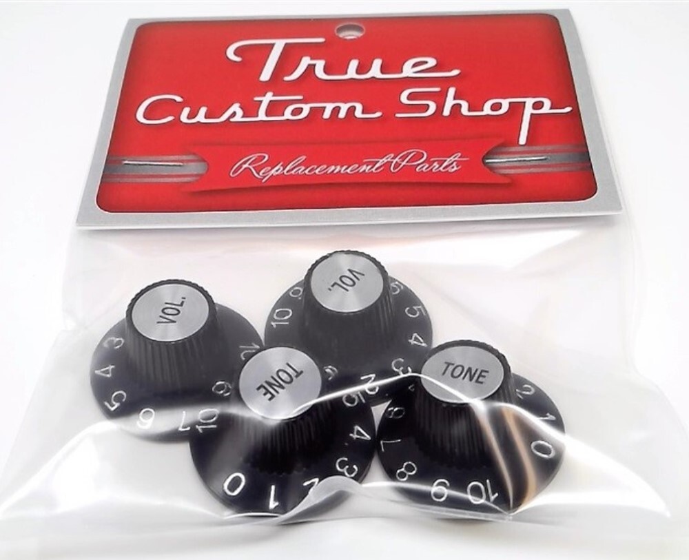 True Custom Shop® Black Witch Hat Control Knobs with Silver Inserts for Gibson