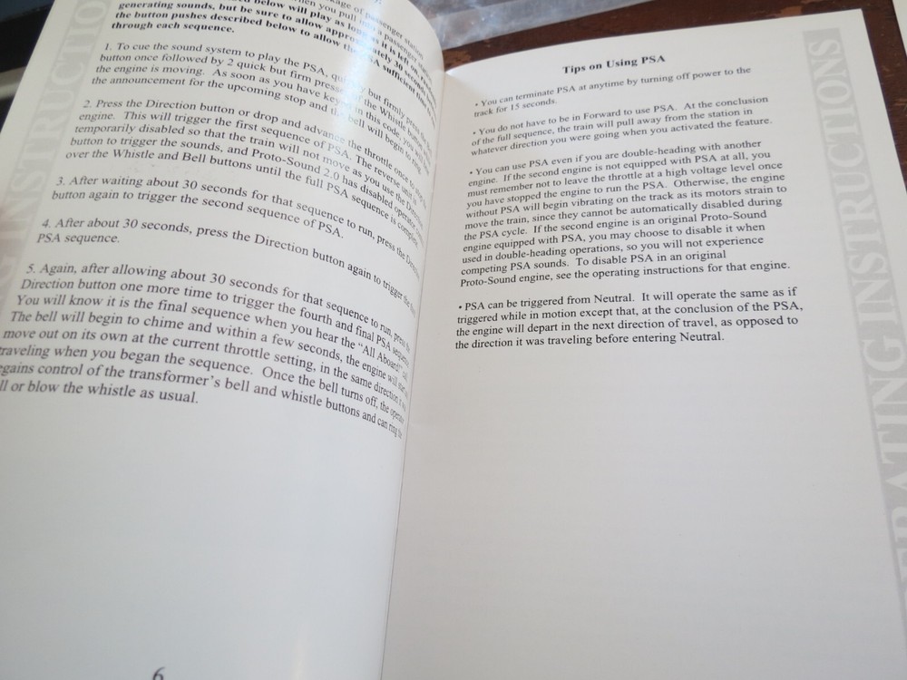 MTH PREMIER E8 ABA Diesel Engine Operating Instructions, Warranty Card & More