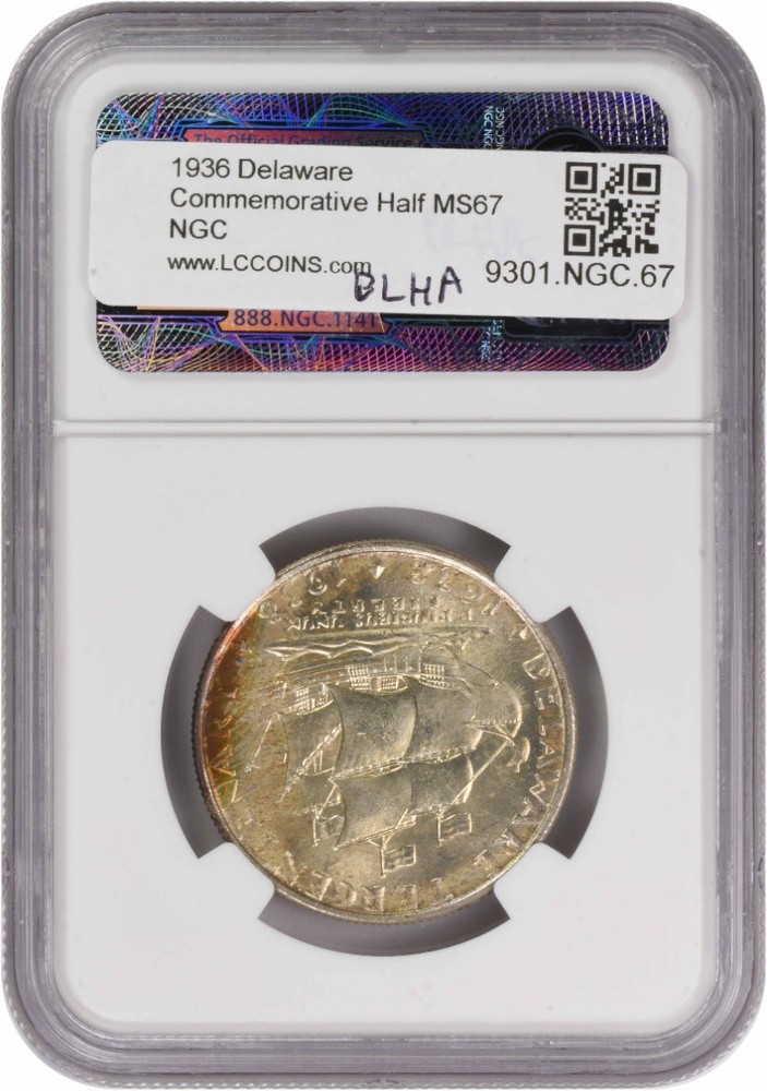 Delaware Commemorative Silver Half Dollar 1936 MS67 NGC