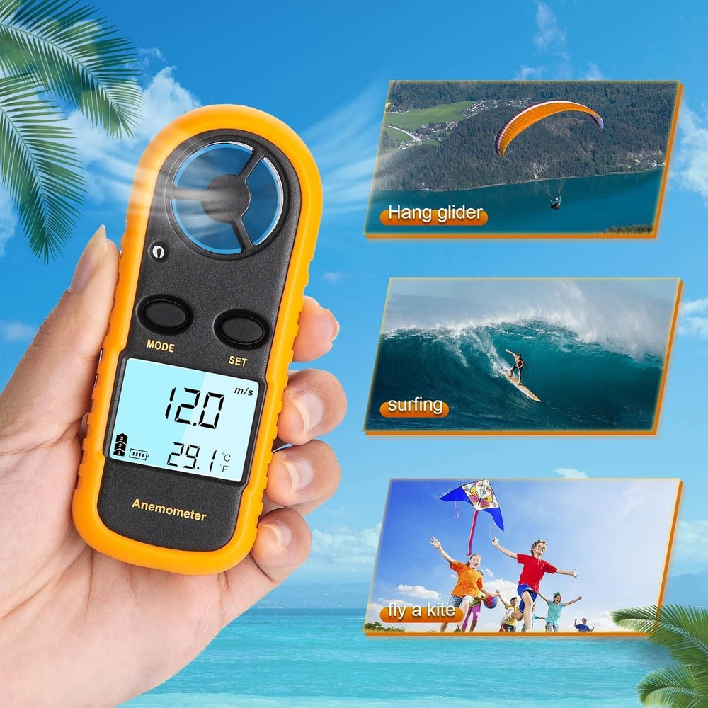 Handheld Digital Anemometer, Wind Speed & Temperature Meter LCD