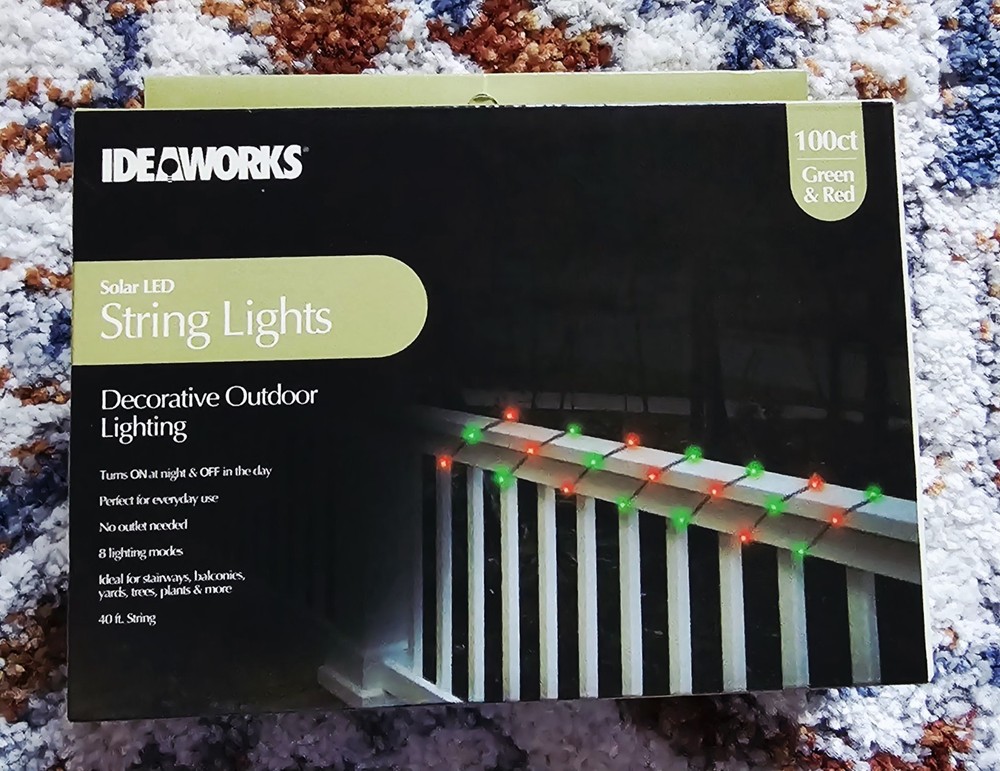 IDEAWORKS Solar LED String Lights 100 lights (Green & Red)