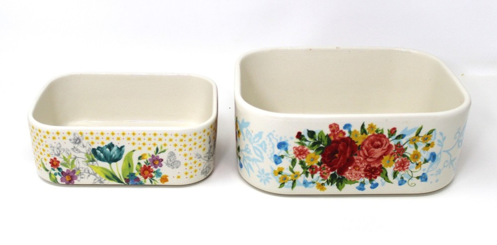 The Pioneer Woman Sweet Rose Ceramic Rectangular Nesting Baking Pans Set of 2