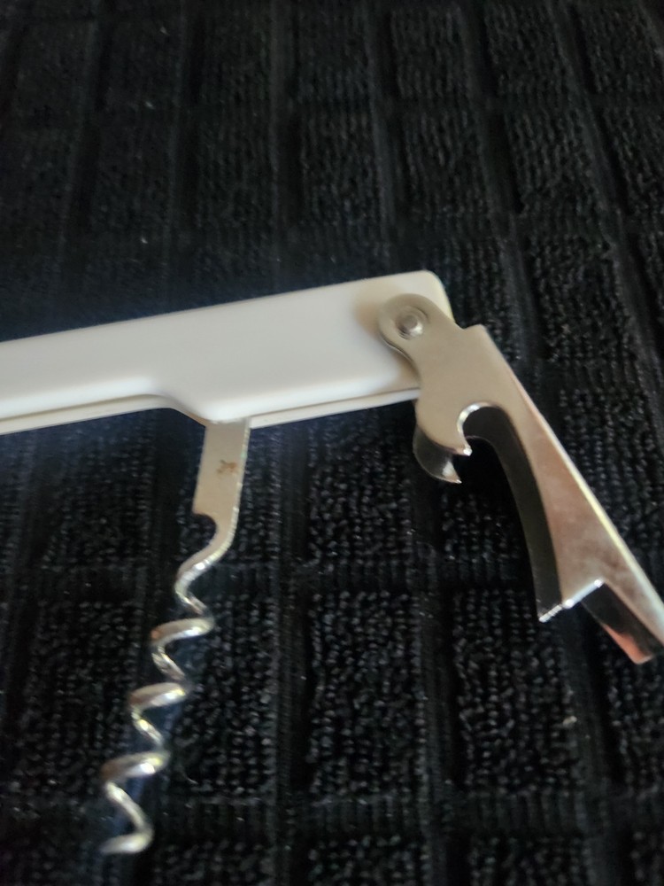 Waiter Corkscrew • Bottle Opener • Knife Combo • White Plastic
